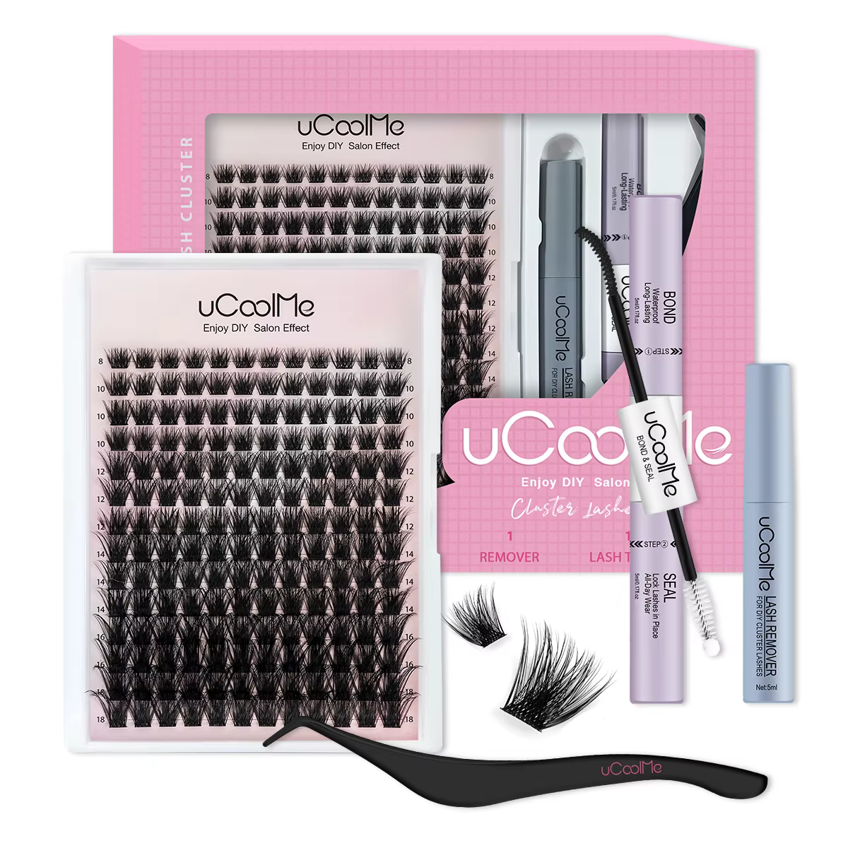 UCoolMe cils magiques 0.05mm bricolage Kit de grappes de cils avec pince à épiler de liaison et de j