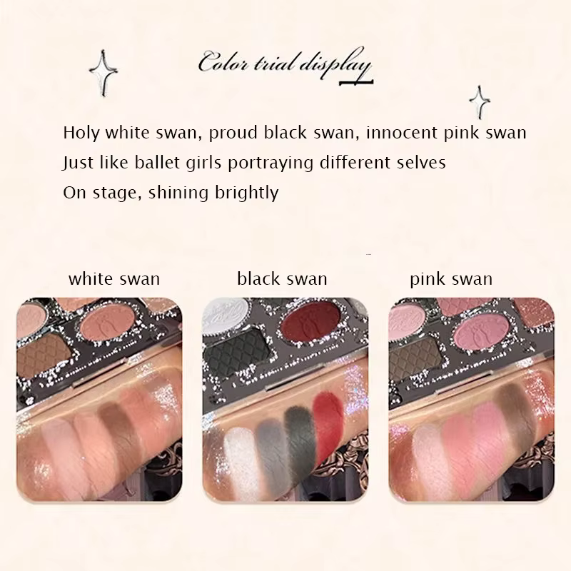 Flower Knows – Palette de fards à paupières de Ballet, cygne noir, mat, fin, scintillant, perle, omb