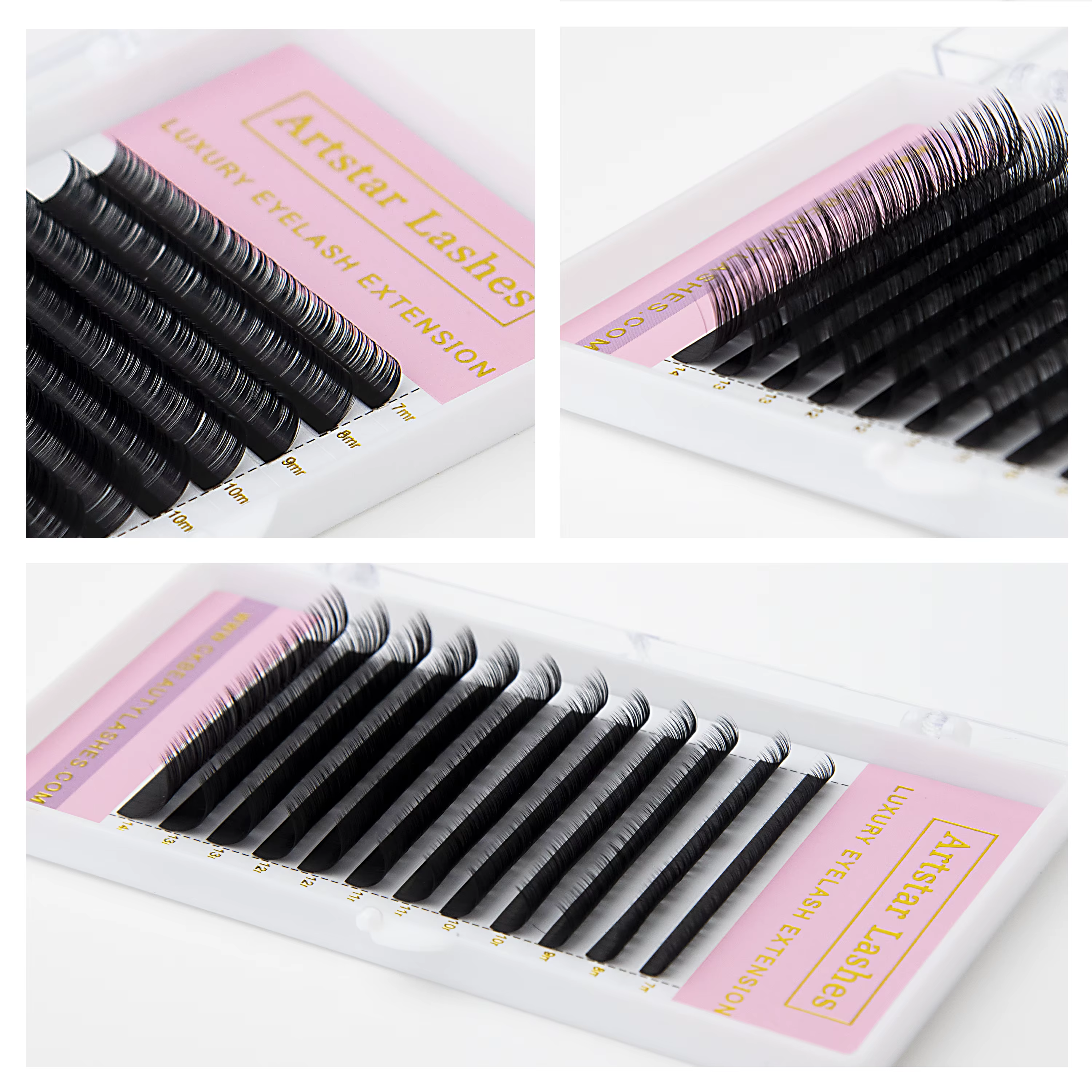ARTSTAR 12 rangées/plateau faux cils J B Curl 6-20mm Extensions de cils noir mat outil de maquillage