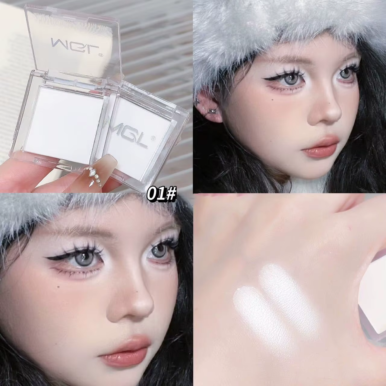 Palette de fards à paupières surligneurs blanc nu chaud, velours Ultra-fin, longue durée, mat nature