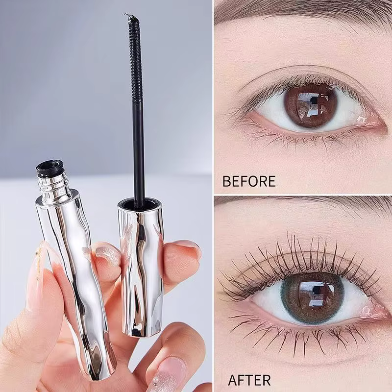 Mascara allongeant 3D imperméable, Tube en acier noir, apprêt pour cils, brosse longue tenue en soie