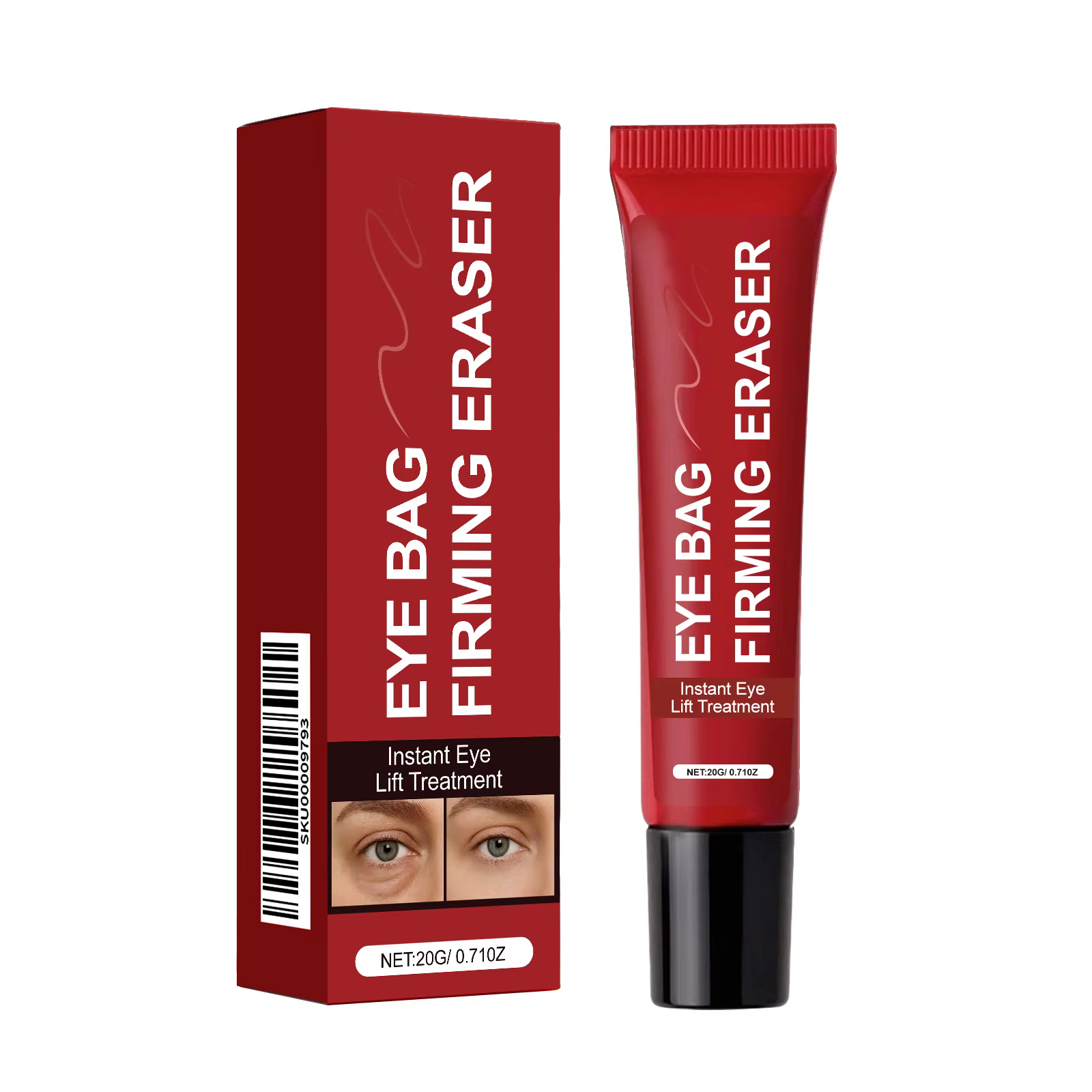 Crème Contour des Yeux Effet Lifting Instantané Anti-Poches – Raffermit la Peau Sous les Yeux, Estom