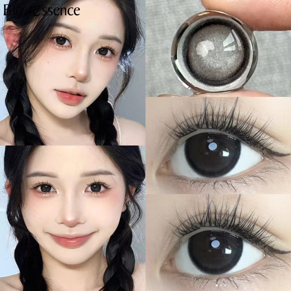 BES-FIRE-Lentilles de Contact Colorées pour les Yeux, Couleur Noire, pour Myopie, Haute Qualité, 15m