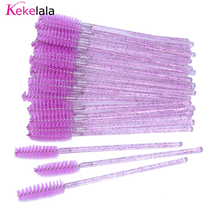 Brosses d'extension de cils avec récipient, 50 pièces/bouteille, baguettes de Mascara pour sourcils,