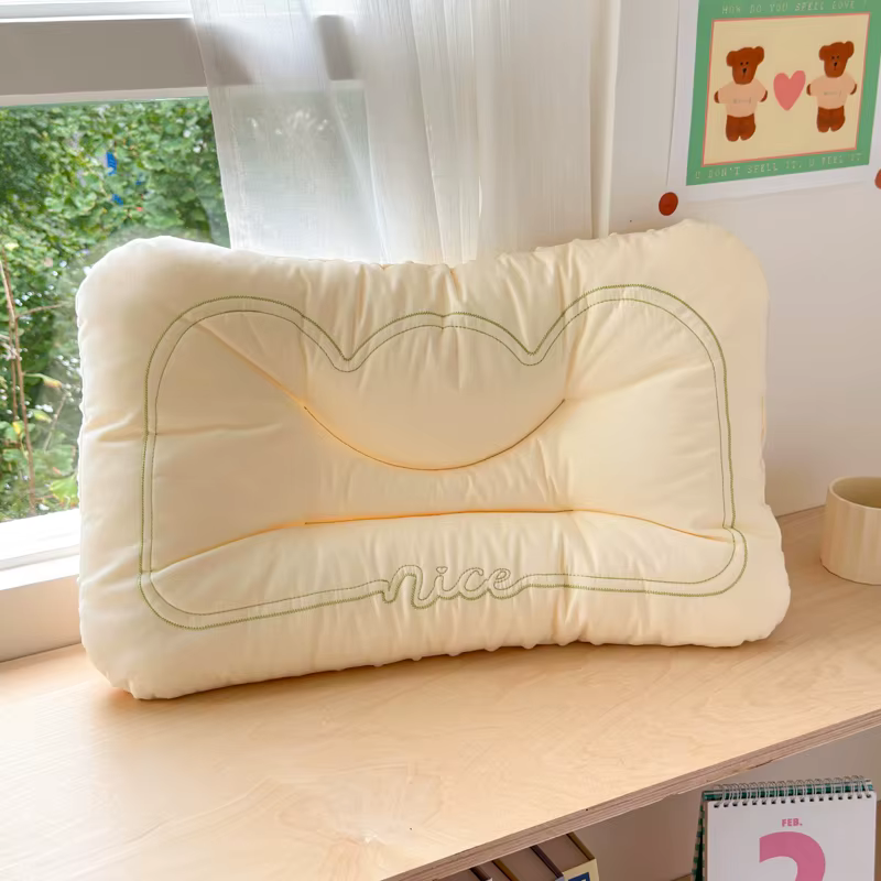 Oreiller bas confortable pour parents et enfants, en coton pur et velours doux, double face, pour en