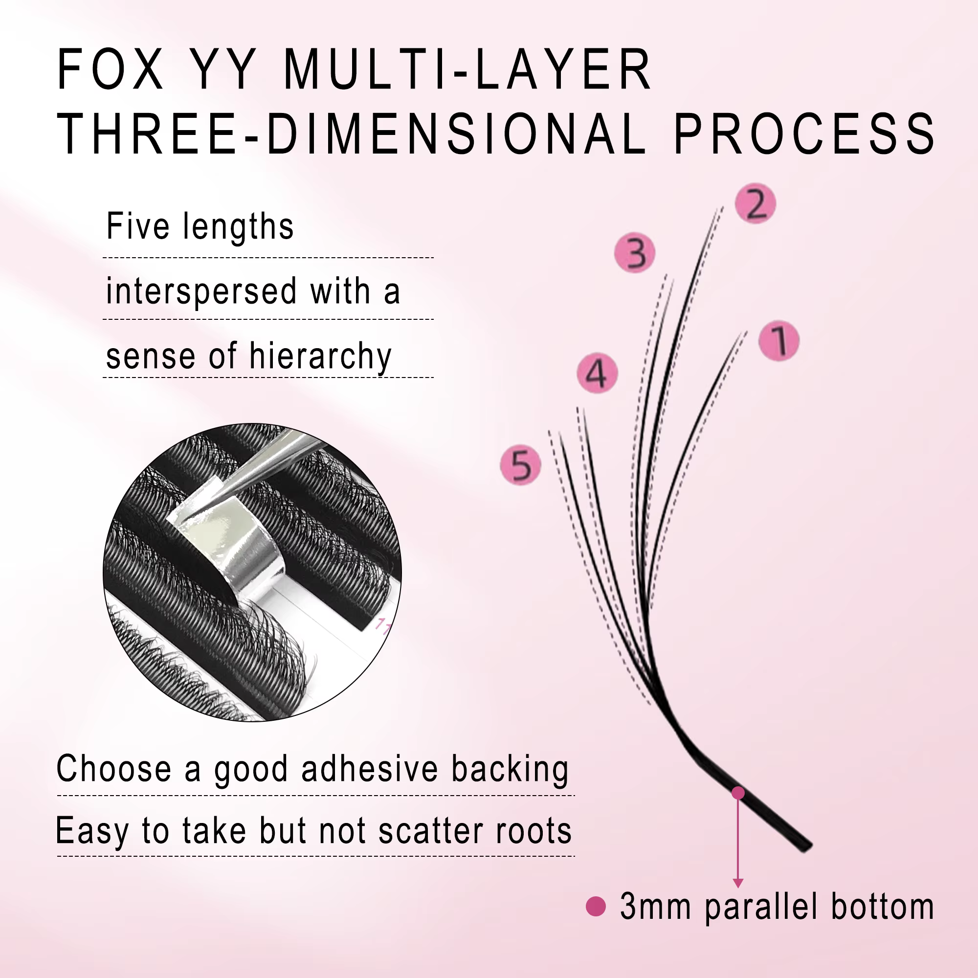 CoMango 5D fox YY shape eye lashes extension C/D curl professional black fox eye style lash high qua