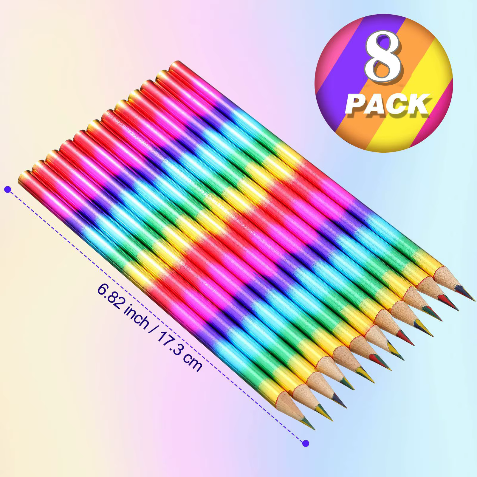 8/16 pièces arc-en-ciel 4 crayons de couleur en 1 crayons arc-en-ciel crayons de couleur en bois cra