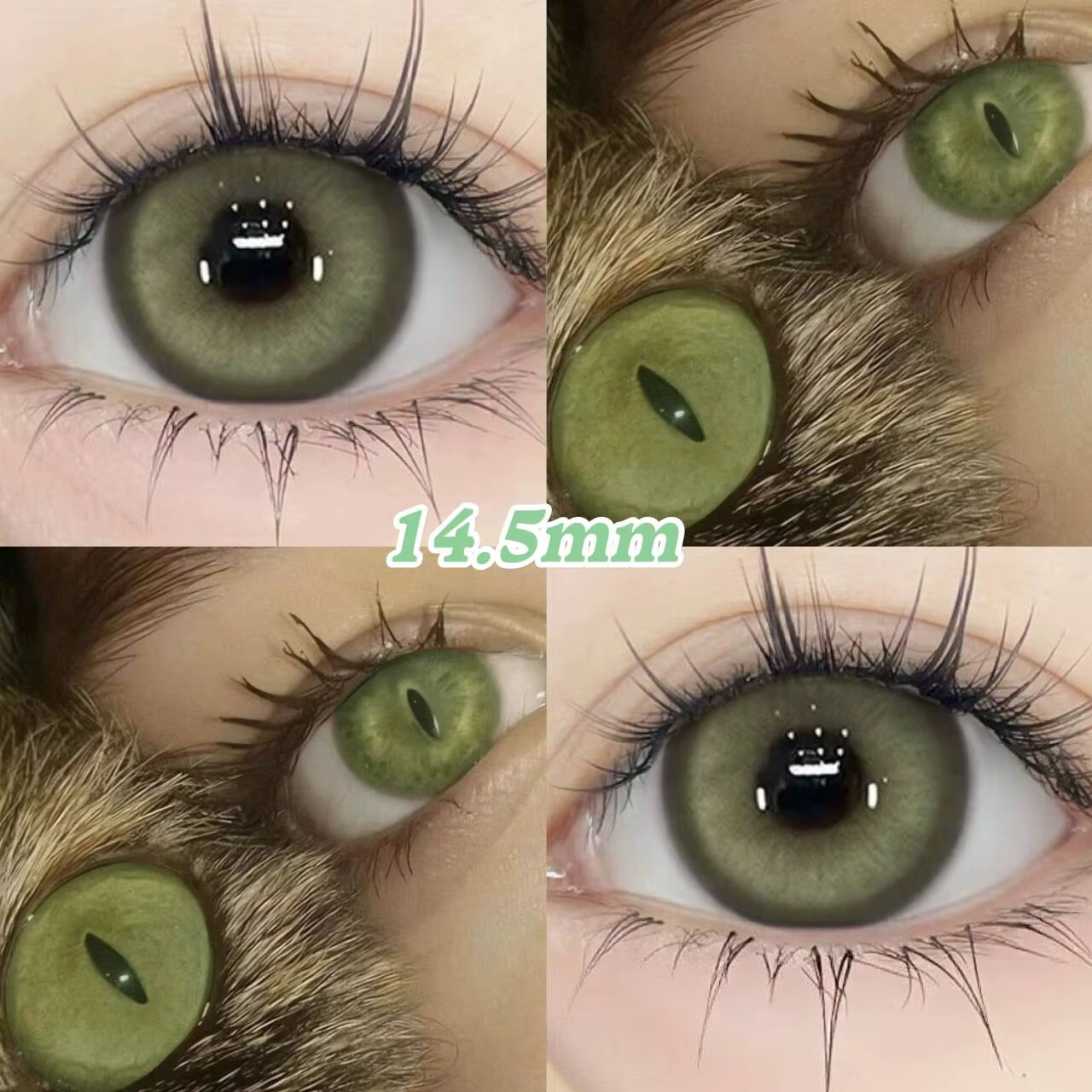 OVOLOOK - 2 paires de lentilles de contact colorées vertes pour cosplay, style coréen, lentilles de