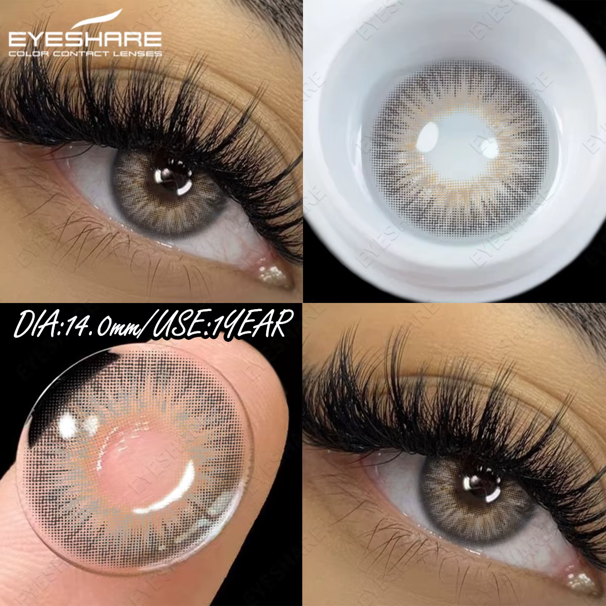 EYESHARE lentilles de contact colorées naturelles lentilles yeux gris de mode lentilles de contact c
