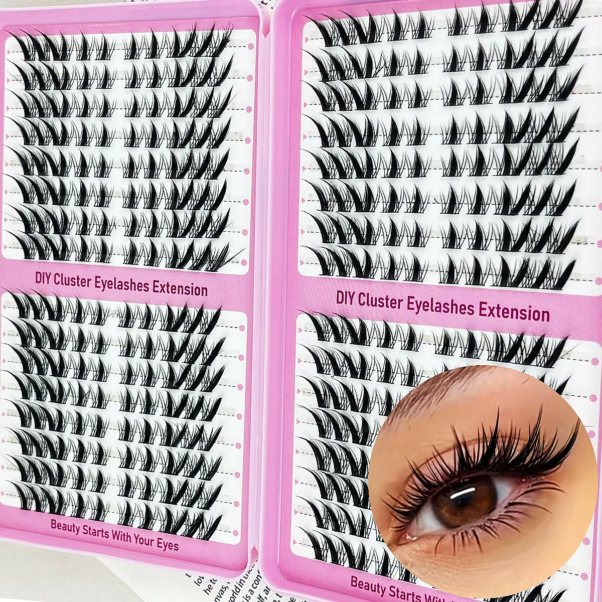 32 rangées de faux cils individuels en forme de C, naturellement denses, en une seule section, maqui