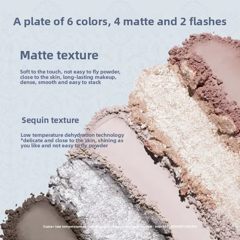 Flower Knows Shell Pearl Collection Matte Pearl Six couleurs fard à paupières Palette métallique hau