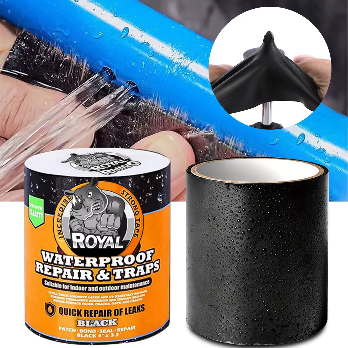 Ruban étanche pour réparation de fuites – Ruban d'étanchéité robuste pour piscine, toit, tuyaux, ten
