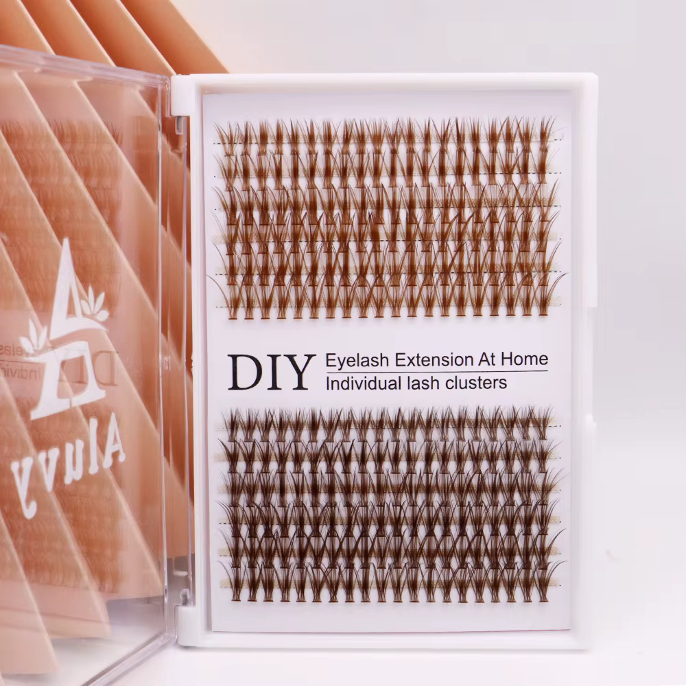 Cils individuels marron mélangés colorés, faux cils en grappe colorés, fournitures pour extensions d