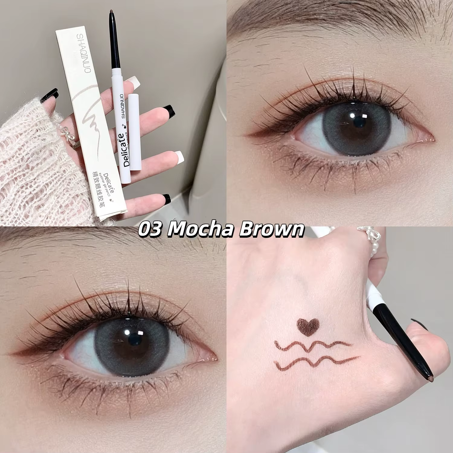 Stylo Eyeliner imperméable blanc perle, noir et marron, crayon longue durée à séchage rapide, Gel Ey