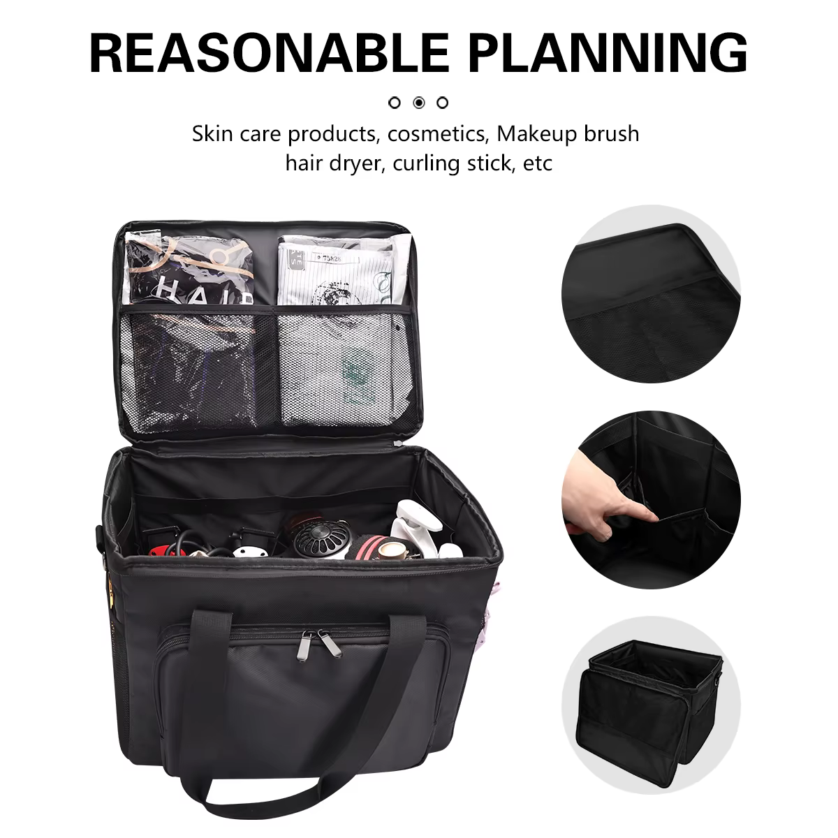 Sac de rangement grande capacité pour outils et ciseaux, trousse de maquillage pour salon de coiffur