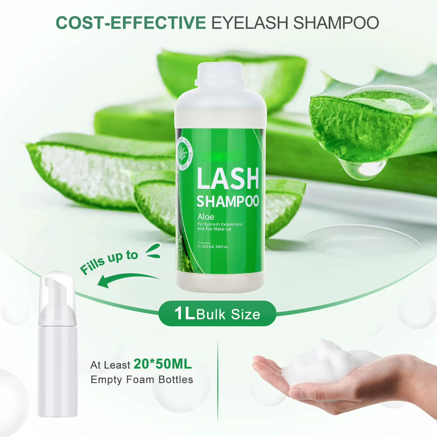 Mousse nettoyante pour cils 1L, shampoing sans pompe d'irritation, Kit de levage et de croissance de