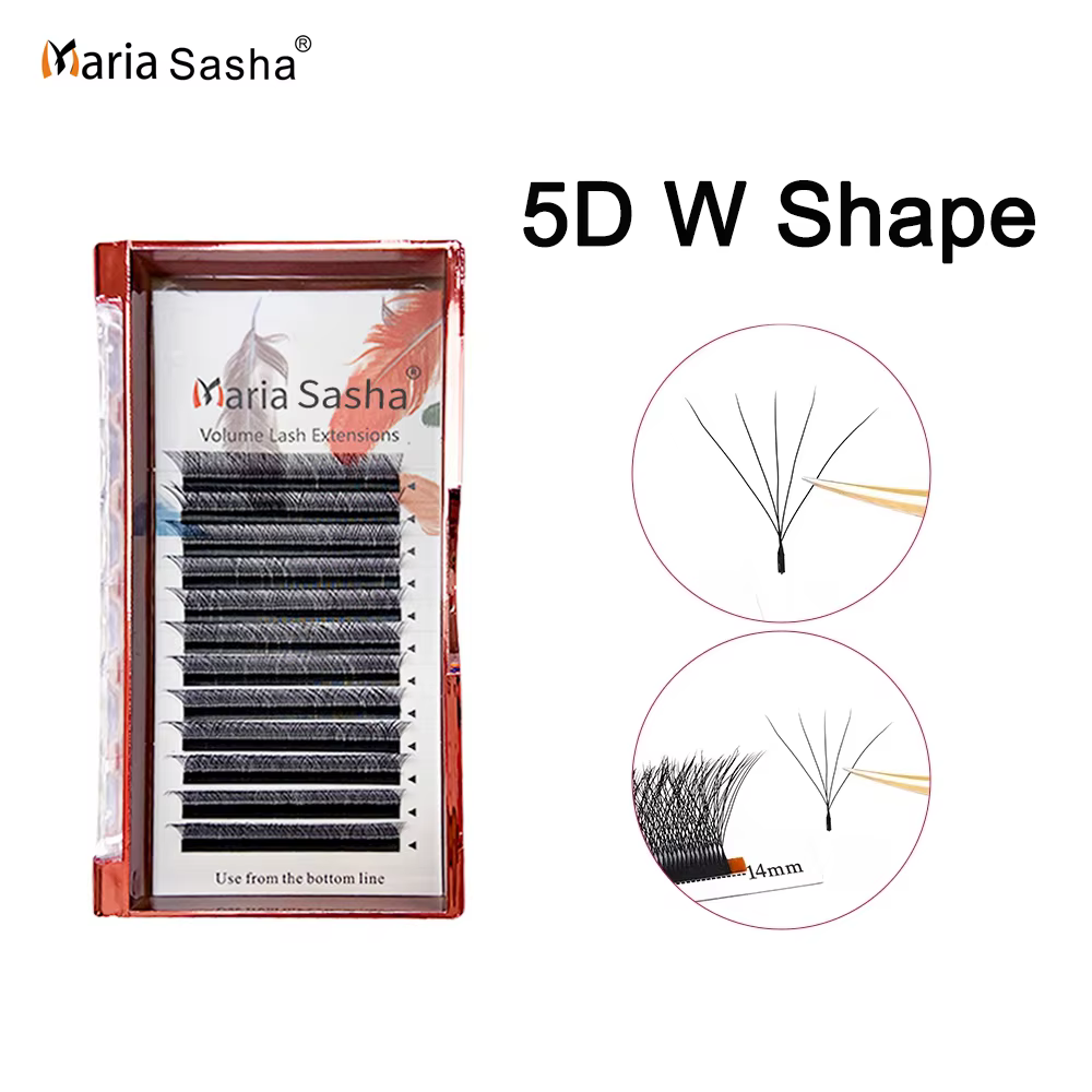 Extensions de cils pré-faits en volume 5D W Easy Fan MARIA, 12 rangées, style W, naturels et doux, v