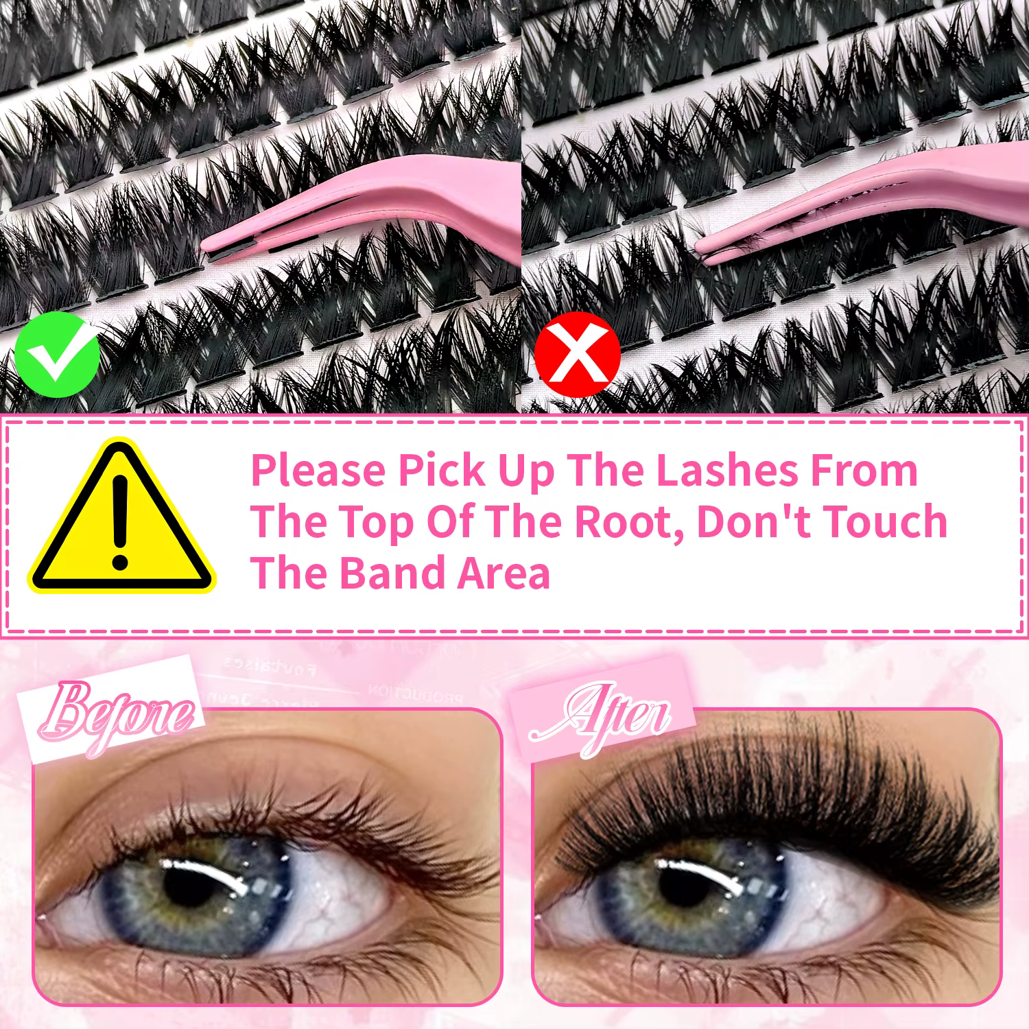 Kit d'extensions de cils en grappe 200/720, style volumineux D Curl, longueurs mixtes 9-16mm, longue