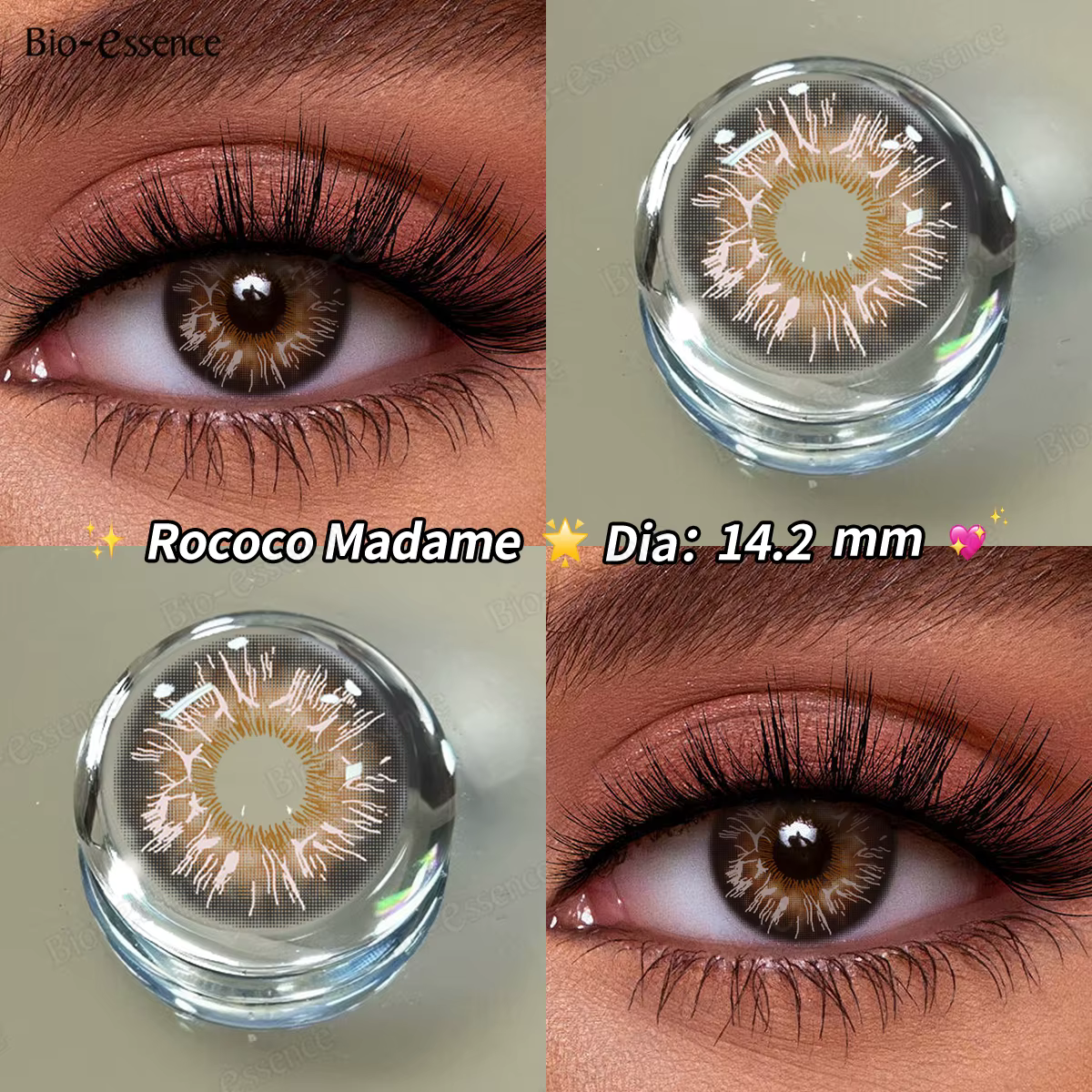 Lentilles de contact colorées Bio-essence Cleopatra, lentilles marron naturelles, lentilles grises,
