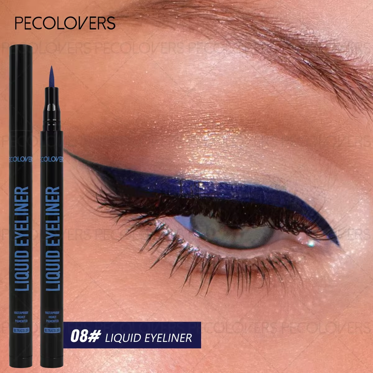 Eyeliner liquide mat imperméable, finition lisse, dans des couleurs vives comme du bleu, rouge, pour