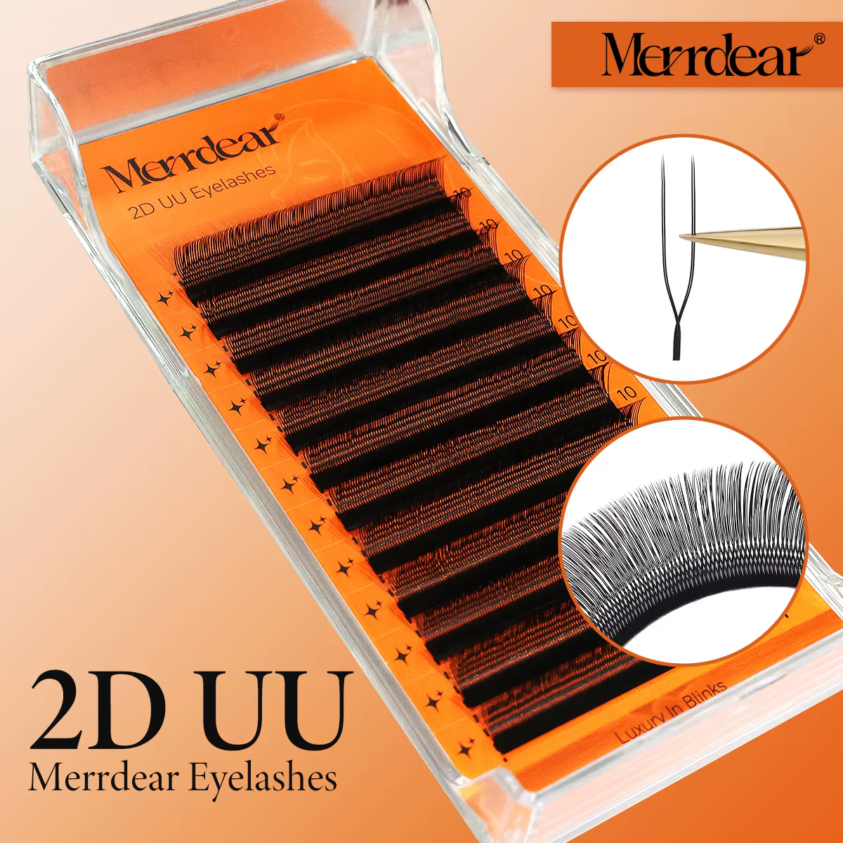 Merrdear C/D U-Shaped 2D/3D/4D/5D/6D Mix 8-15MM Faux Cils Professionnels Faits Main Volume Naturel F