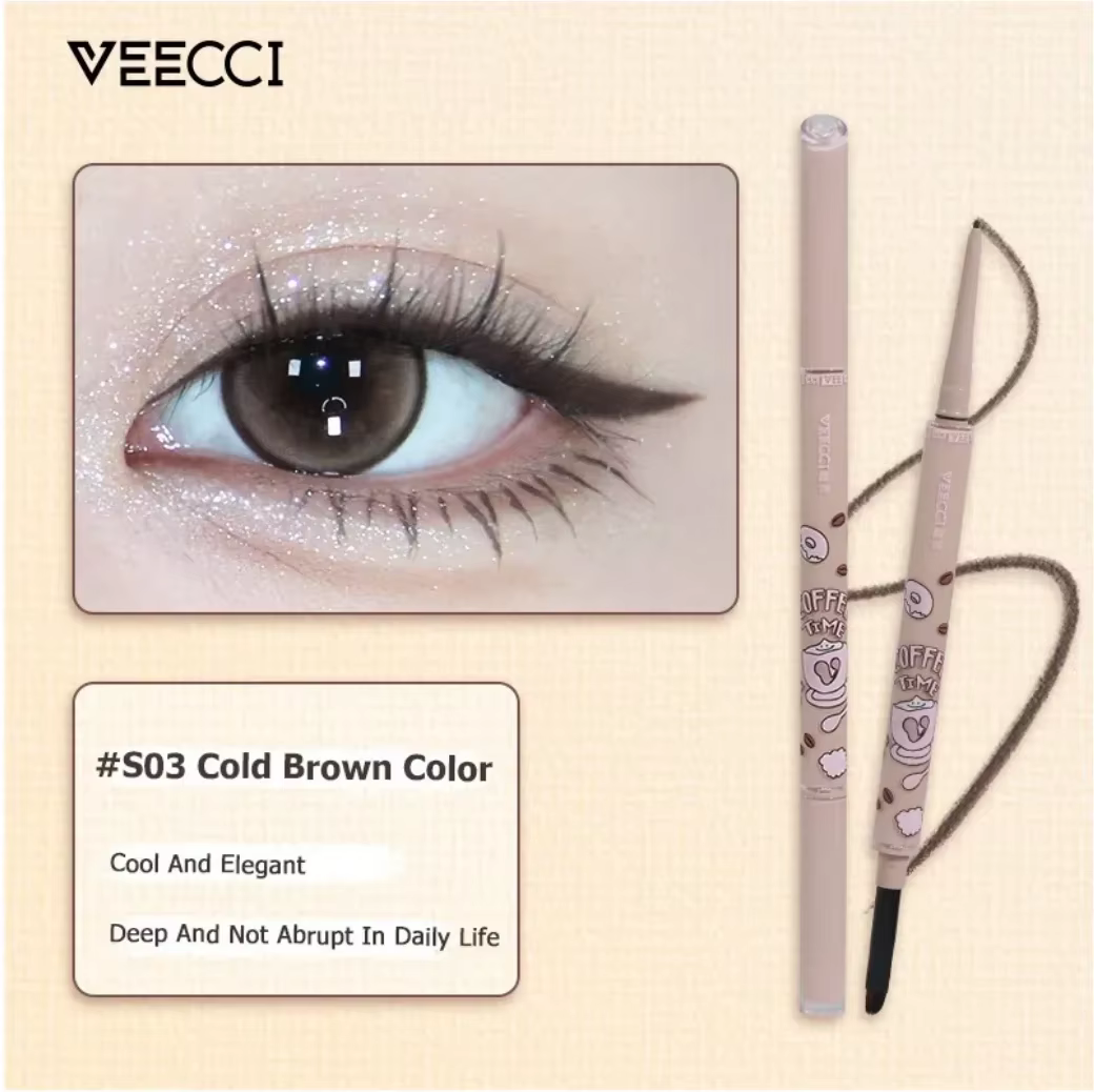 Crayon Eyeliner VEECCI, stylo multi-usages pour sourcils à double extrémité, maquillage imperméable,