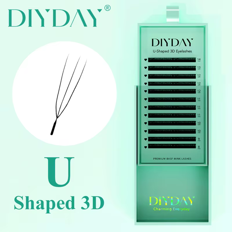 DIYDAY Extension de cils 3D 4D 5D 6D en forme de U nouveau Style en forme de U W cils en fleurs vent