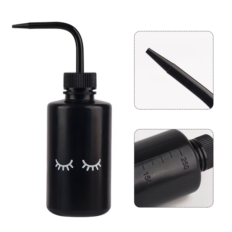 Bouteille de nettoyage de cils Falsh avec Logo de cils de 250ml, nettoyant à bec incurvé, arrosoir,