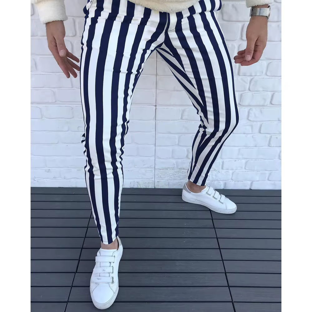 Nouveau pantalon crayon homme 2026 – Mode classique décontractée à rayures imprimées – Pantalon slim