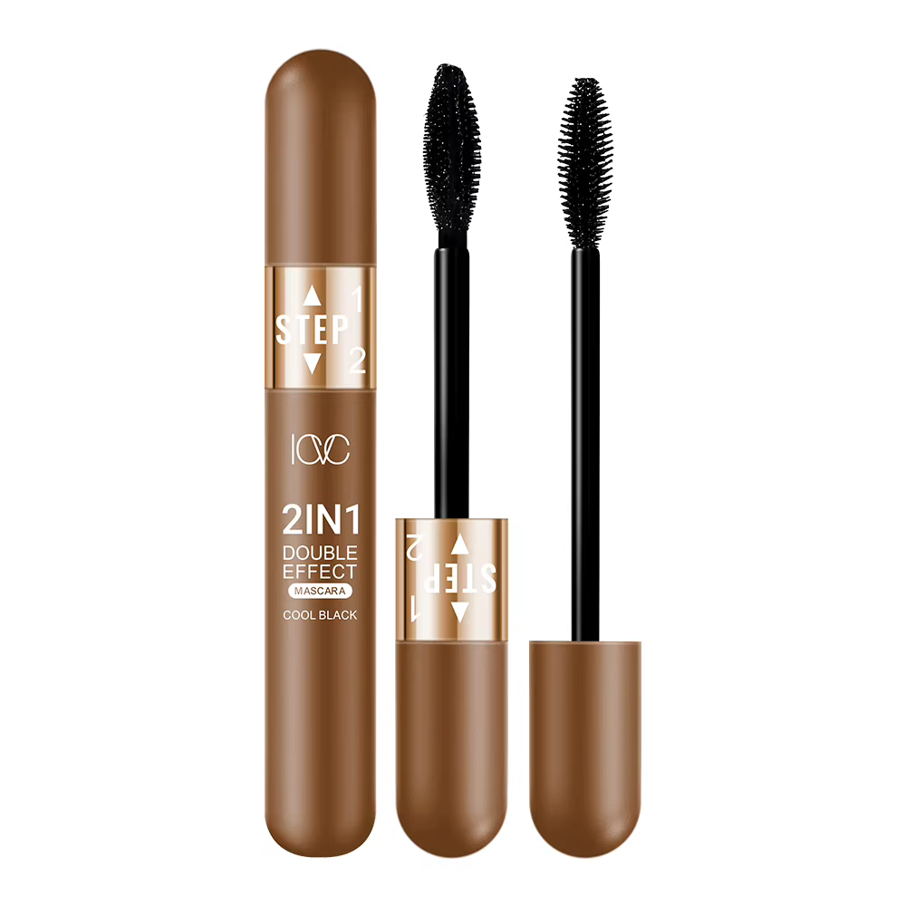 Mascara 2 en 1 imperméable pour cils naturels, longue durée, épaississant et allongeant, pour un maq
