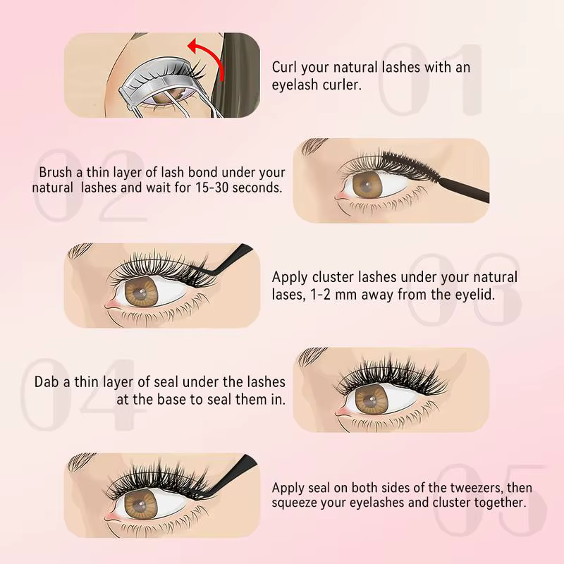 UCoolMe cils marron flore D Curl naturel vaporeux et léger segmenté cils grappe pour le maquillage à