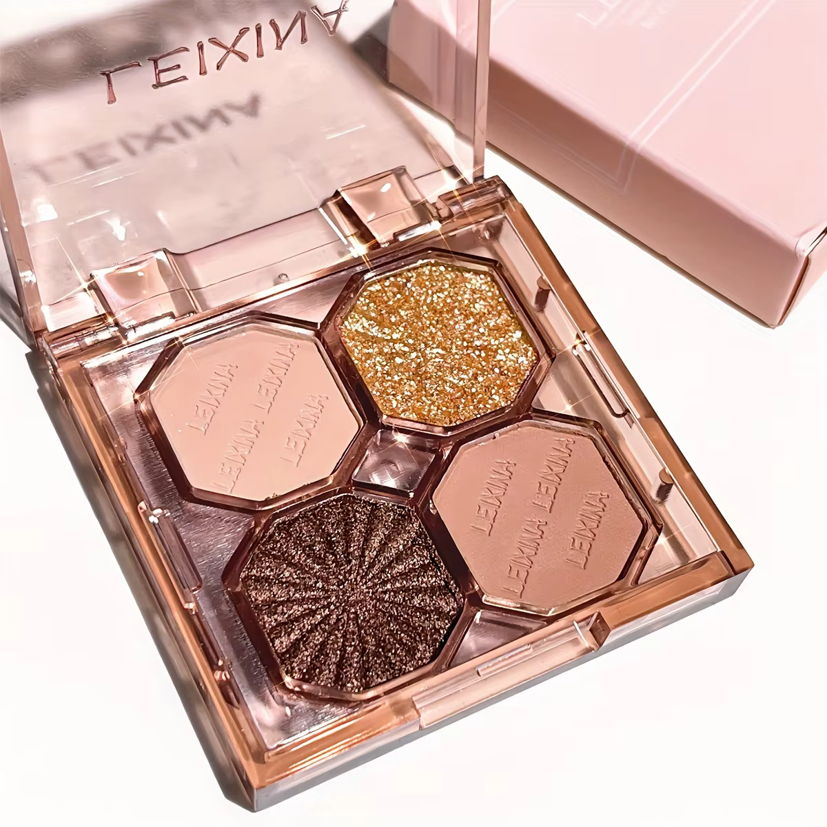Plateau fard à paupières chocolat 4 couleurs - Finition mate et pailletée, longue durée, pigment éle