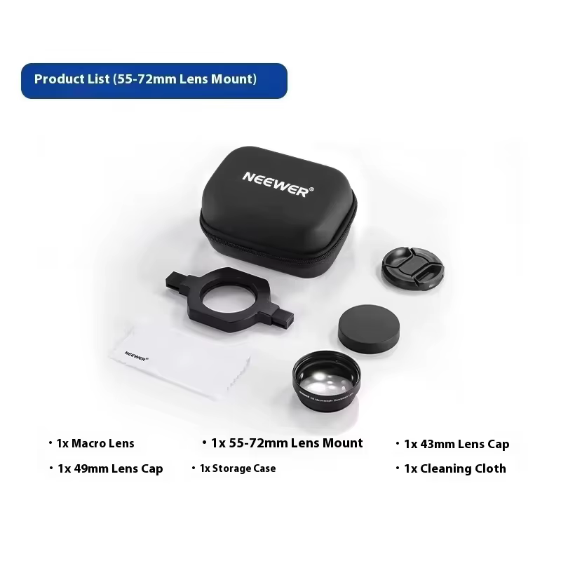 NEEWER LS-40 37-72mm objectif gros plan objectif Macro à pression pour Sony Nikon Canon Fuji gros pl