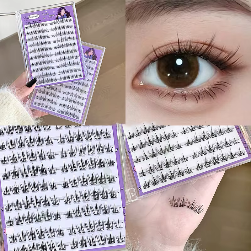 Faux-cils sans colle, Application facile en 3 étapes, naturels, sans colle, DIY, pour débutants, ave