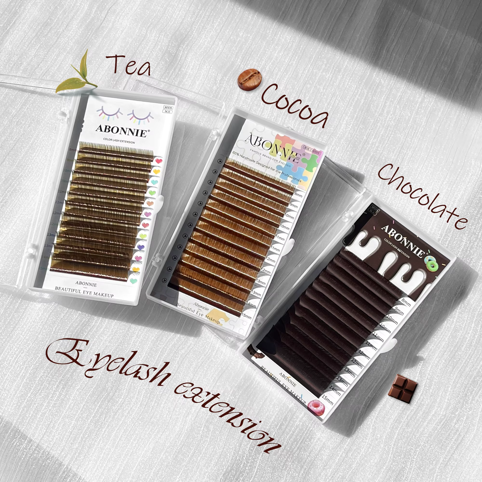 ABONNIE C CC D Curl Extensions de cils marron naturel cachemire doux classique brun foncé Extensions