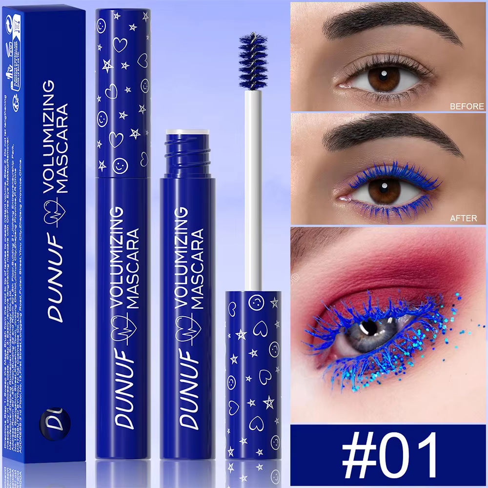 Mascara à cils coloré 5D en Fiber de soie, Extension de cils allongeant, violet, bleu, blanc, maquil