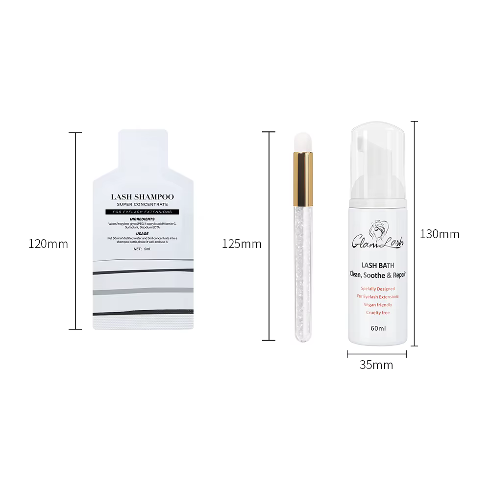 GLAMLASH 5 pièces 5ml mousse nettoyante pour cils pour Extension de cils shampooing concentré avec b