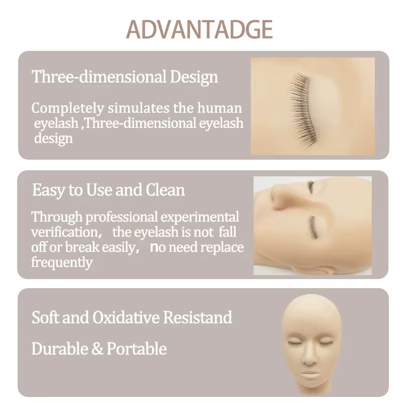 Tête de Mannequin 4D pour la Pratique de l'Extension des Cils, Outils de Formation au Greffage avec
