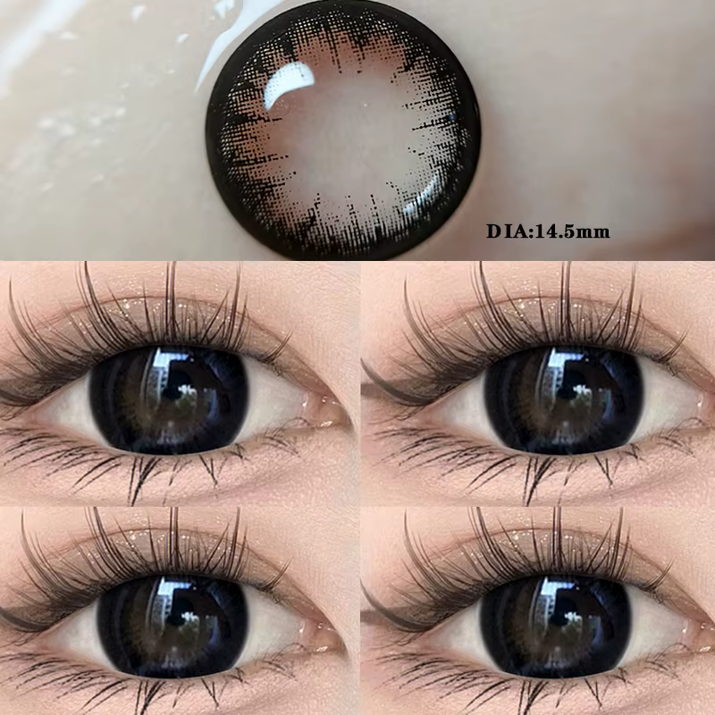 Deux paires de lentilles de Contact de couleur des yeux noirs de grand diamètre, lentilles dioptrie