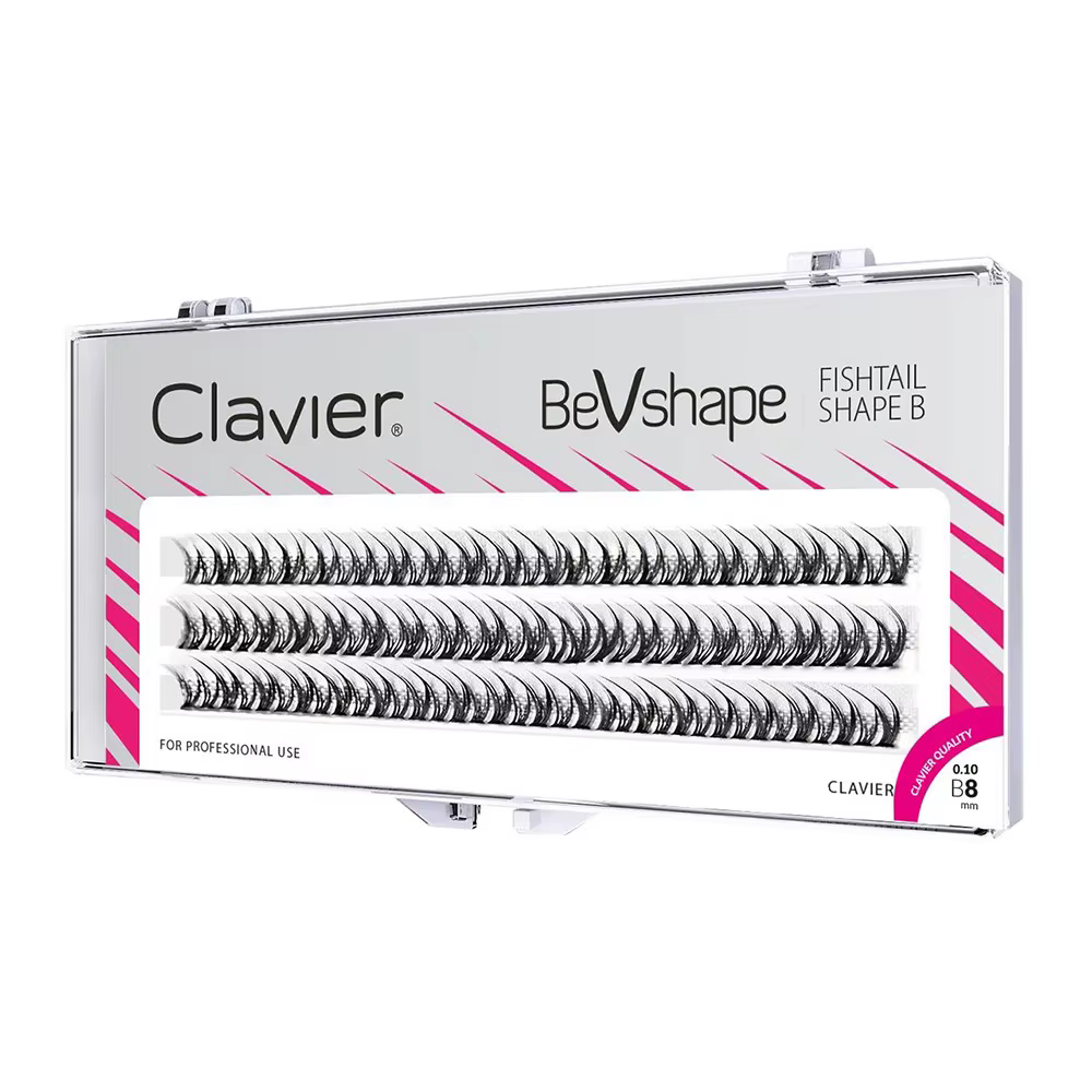 Clavier naturel grappe de cils BeVshape queue de poisson forme B Curling cils 10D soie doux cils out