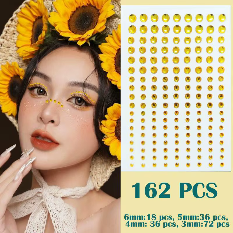 3/4/5/6mm 3D strass yeux visage maquillage tatouage temporaire auto-adhésif clair goutte d'eau autoc