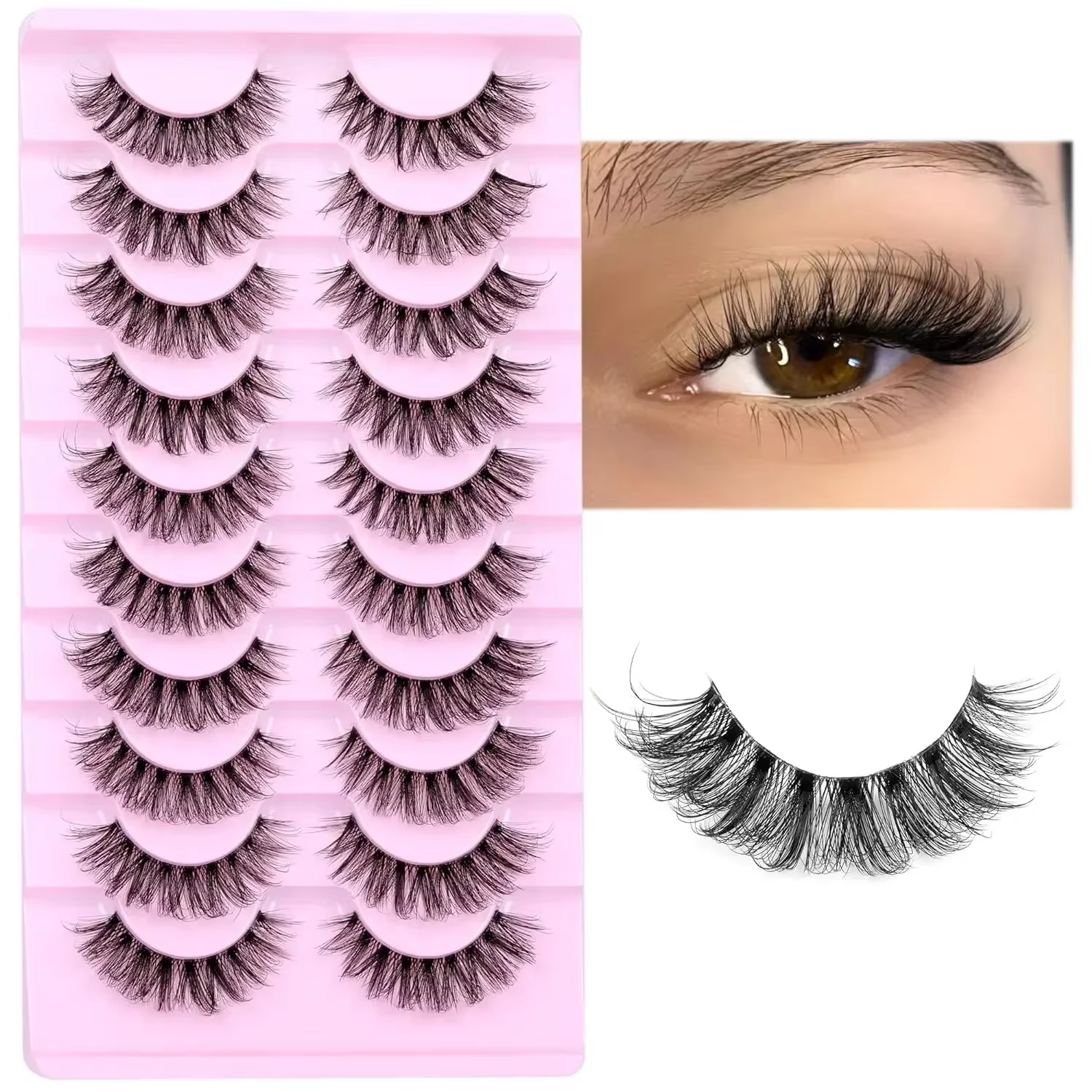 10 paires de faux cils naturels moelleux cils vaporeux bande de Volume 3D cils D Curl faux cils avec