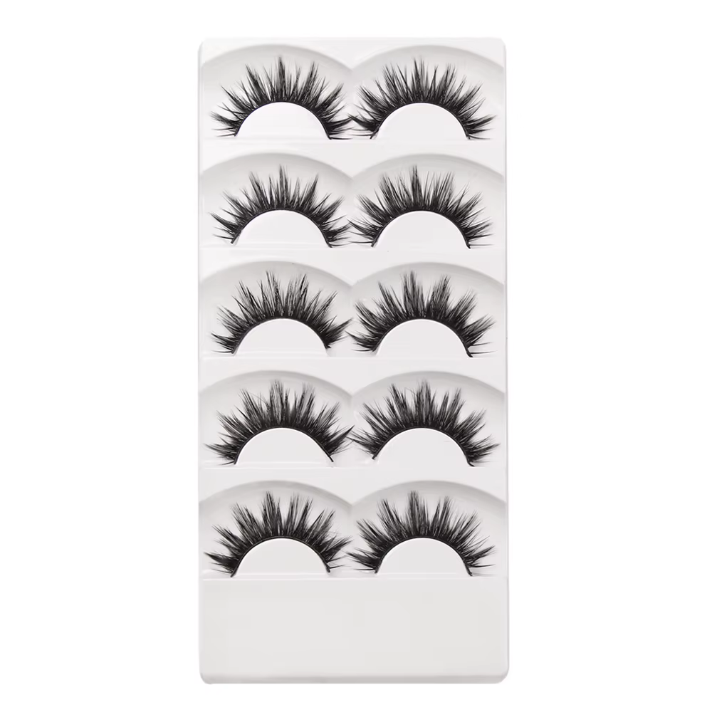 5 paires de faux cils naturels doux, faits à la main, noirs, pour extension de cils