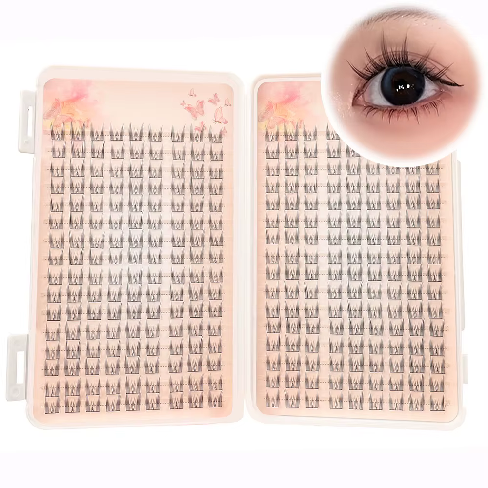 288 grappes de cils, yeux de chat gros et pointus, rouleau C 10-14mm, yeux de chat naturels, faux ci