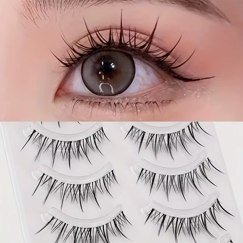 5 paires de faux cils transparents en forme de vague pour extension - réutilisables, faciles à appli