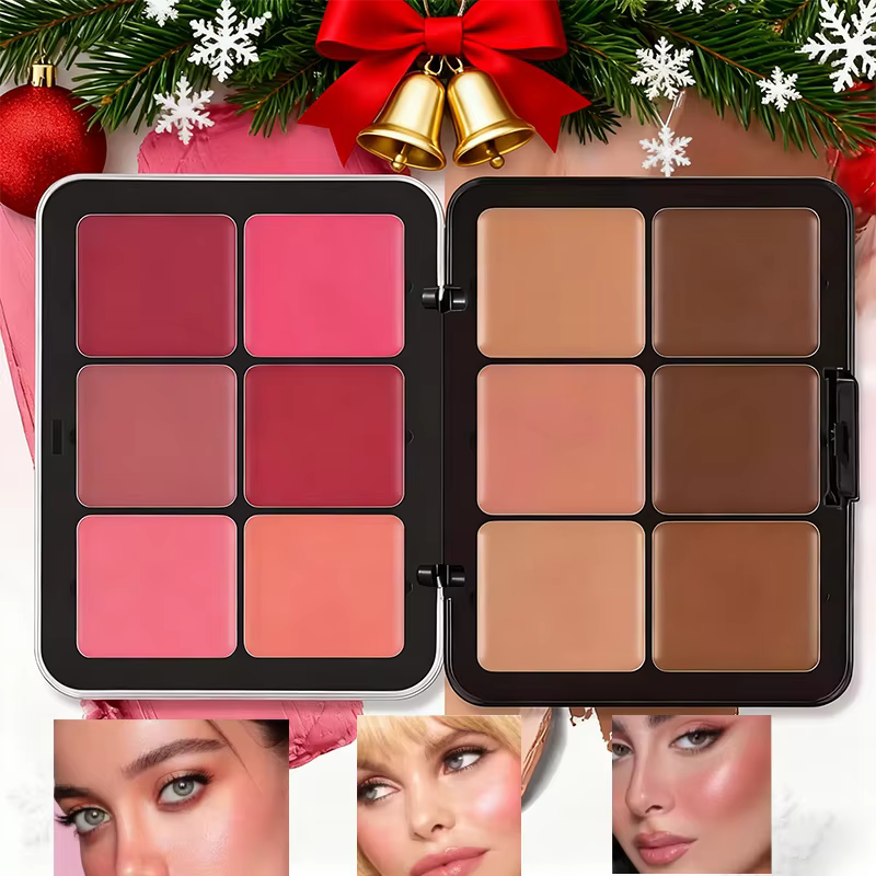 Palette de maquillage tout-en-un pour femmes, 12 couleurs, correcteur en étain métallique et crème B