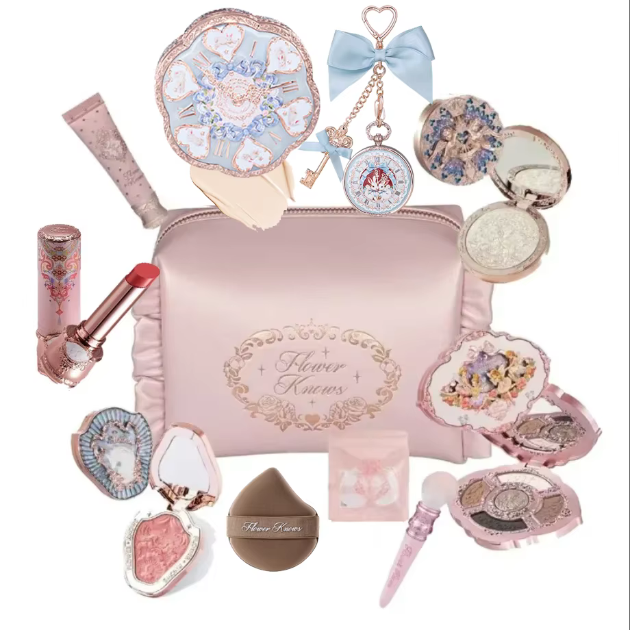 Ensemble de maquillage Flower Knows Midsummer Fairytales, fond de teint Flowerknows, illuminateur Li