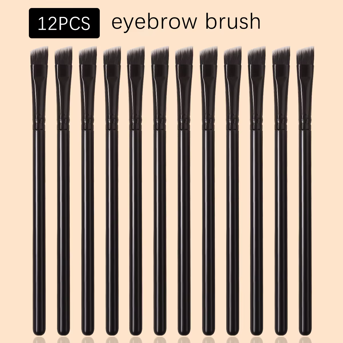 Lot de 12 pinceaux à sourcils souples angulaires, pinceaux de mélange, pinceaux à paupières, pinceau