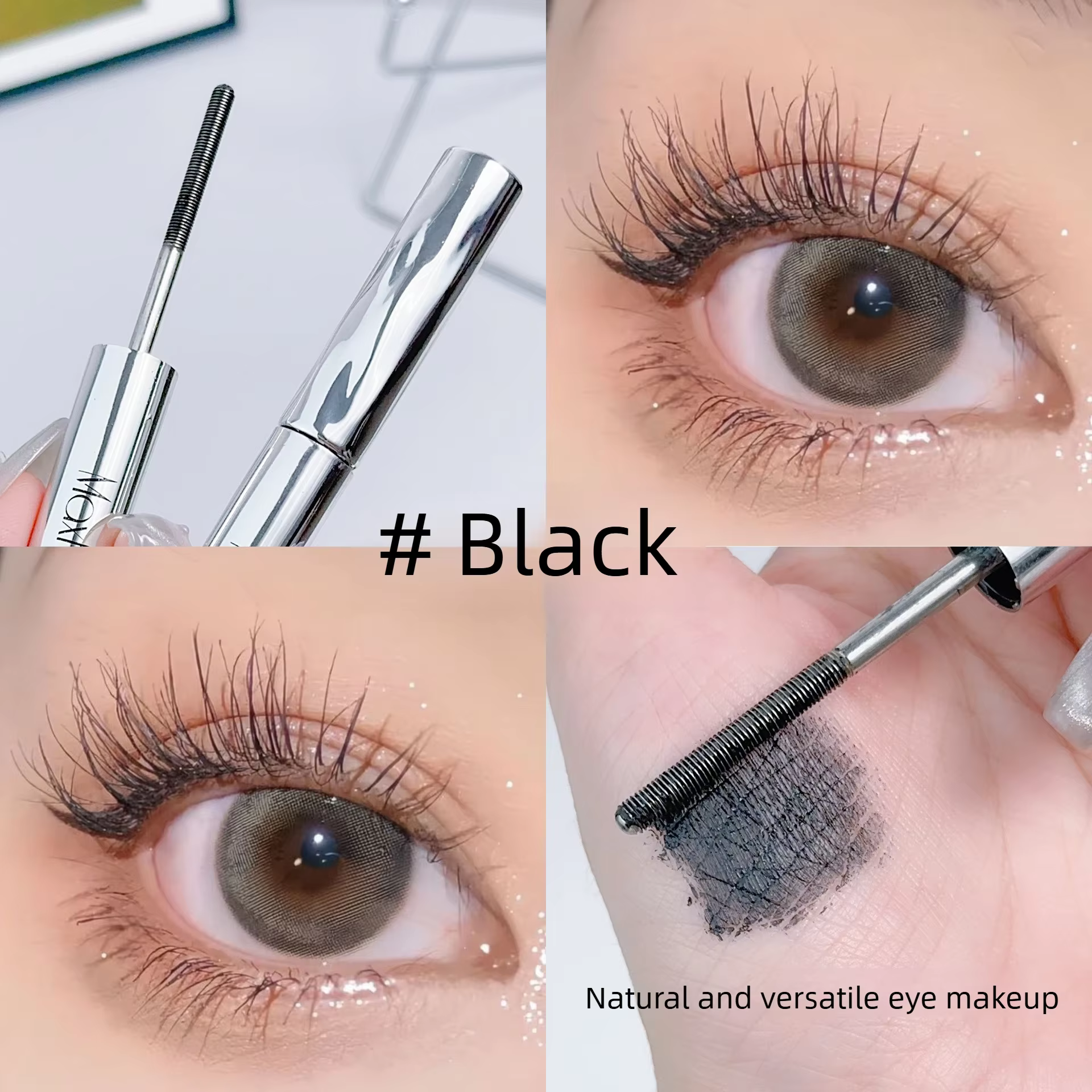 Mascara à tête de brosse spirale imperméable - Tube en acier, longue durée, facile à appliquer - Con