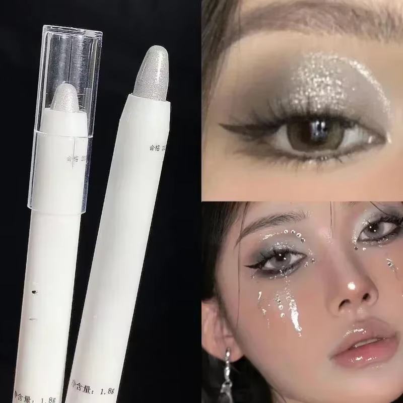 Stylo surligneur ver à soie blanc, anciers de fard à barrage nacré, eye-liner perlé éclaircissant, i